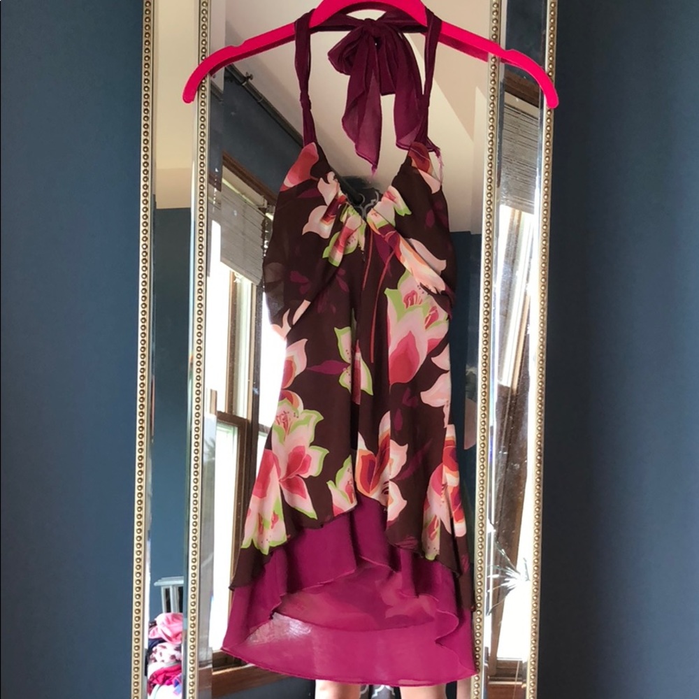 Floral chiffon halter top